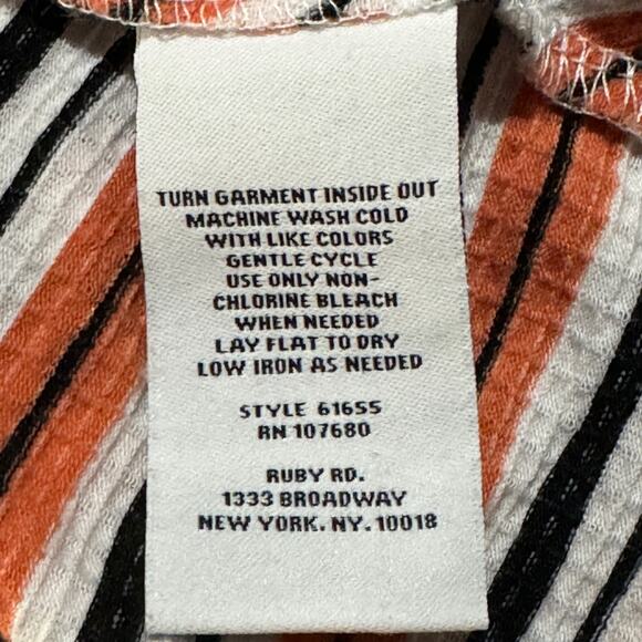 Ruby Rd 1X-Large Top Striped 3/4 Sleeves Stretch Round Neck Pullover Multicolor - Picture 9 of 9